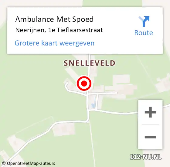 Locatie op kaart van de 112 melding: Ambulance Met Spoed Naar Neerijnen, 1e Tieflaarsestraat op 1 juli 2022 11:59