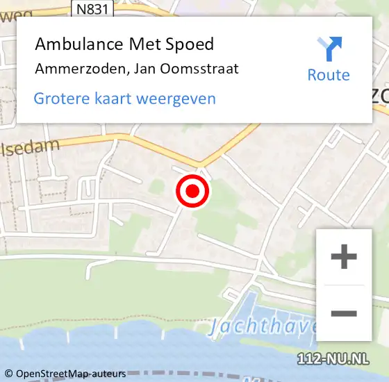 Locatie op kaart van de 112 melding: Ambulance Met Spoed Naar Ammerzoden, Jan Oomsstraat op 1 juli 2022 12:03