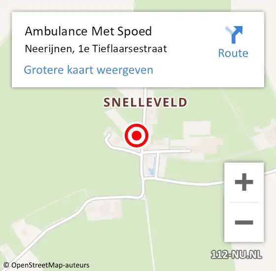 Locatie op kaart van de 112 melding: Ambulance Met Spoed Naar Neerijnen, 1e Tieflaarsestraat op 1 juli 2022 12:05