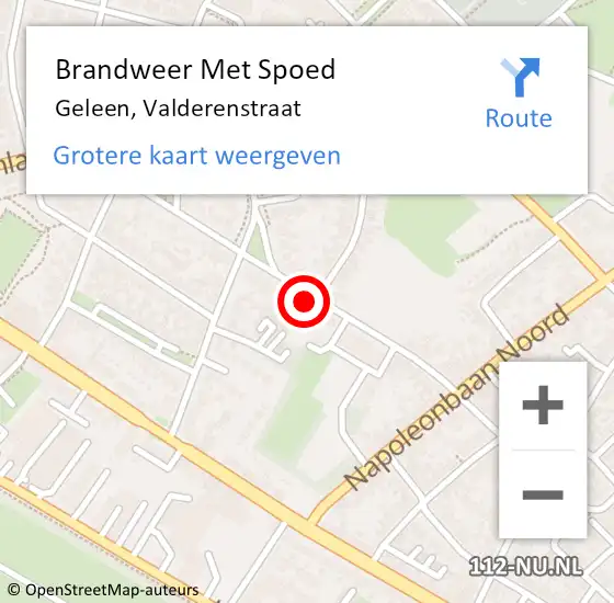Locatie op kaart van de 112 melding: Brandweer Met Spoed Naar Geleen, Valderenstraat op 1 juli 2022 12:16