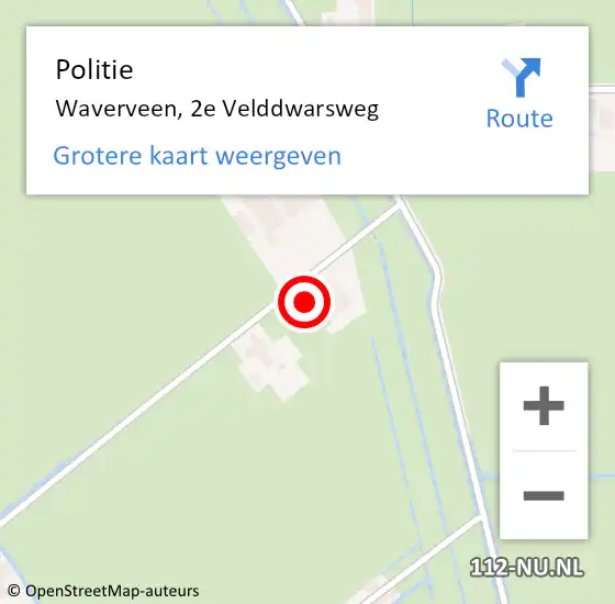 Locatie op kaart van de 112 melding: Politie Waverveen, 2e Velddwarsweg op 1 juli 2022 12:30