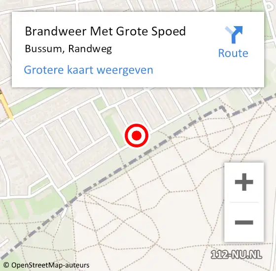 Locatie op kaart van de 112 melding: Brandweer Met Grote Spoed Naar Bussum, Randweg op 1 juli 2022 13:03