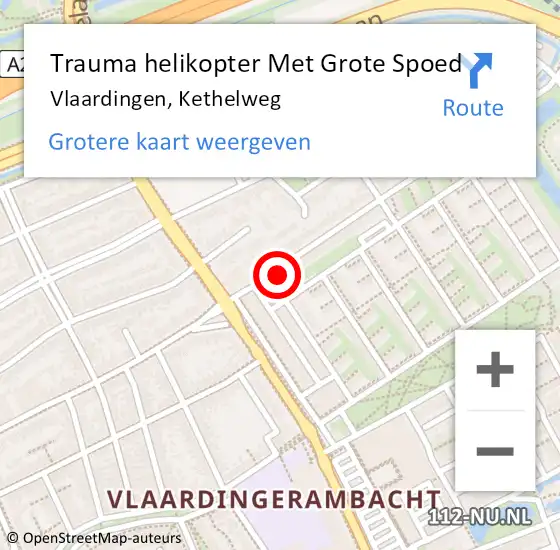 Locatie op kaart van de 112 melding: Trauma helikopter Met Grote Spoed Naar Vlaardingen, Kethelweg op 1 juli 2022 13:07