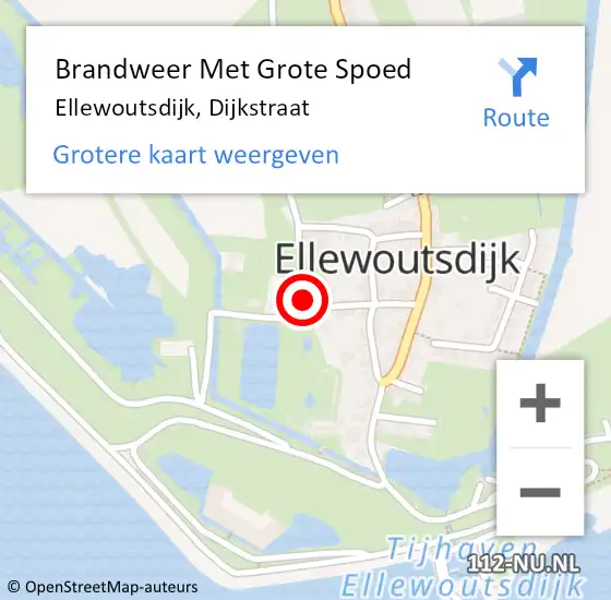 Locatie op kaart van de 112 melding: Brandweer Met Grote Spoed Naar Ellewoutsdijk, Dijkstraat op 1 juli 2022 13:12