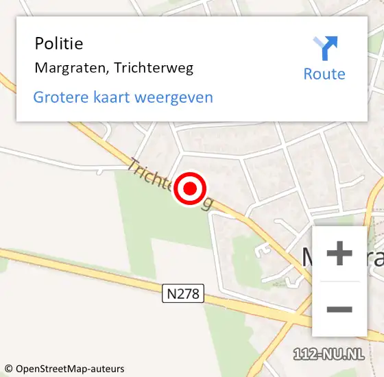 Locatie op kaart van de 112 melding: Politie Margraten, Trichterweg op 1 juli 2022 13:20
