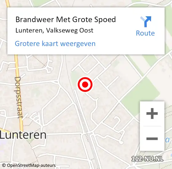 Locatie op kaart van de 112 melding: Brandweer Met Grote Spoed Naar Lunteren, Valkseweg Oost op 1 juli 2022 13:30