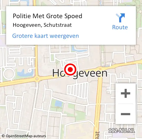 Locatie op kaart van de 112 melding: Politie Met Grote Spoed Naar Hoogeveen, Schutstraat op 1 juli 2022 13:43