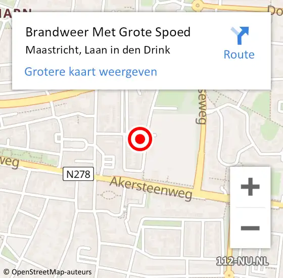 Locatie op kaart van de 112 melding: Brandweer Met Grote Spoed Naar Maastricht, Laan in den Drink op 1 juli 2022 13:44