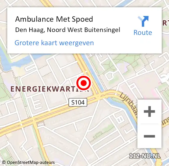 Locatie op kaart van de 112 melding: Ambulance Met Spoed Naar Den Haag, Noord West Buitensingel op 1 juli 2022 13:54