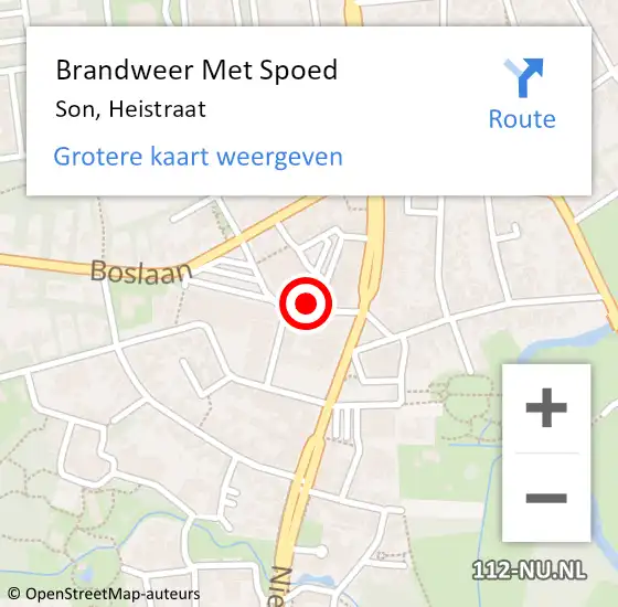 Locatie op kaart van de 112 melding: Brandweer Met Spoed Naar Son, Heistraat op 1 juli 2022 14:18