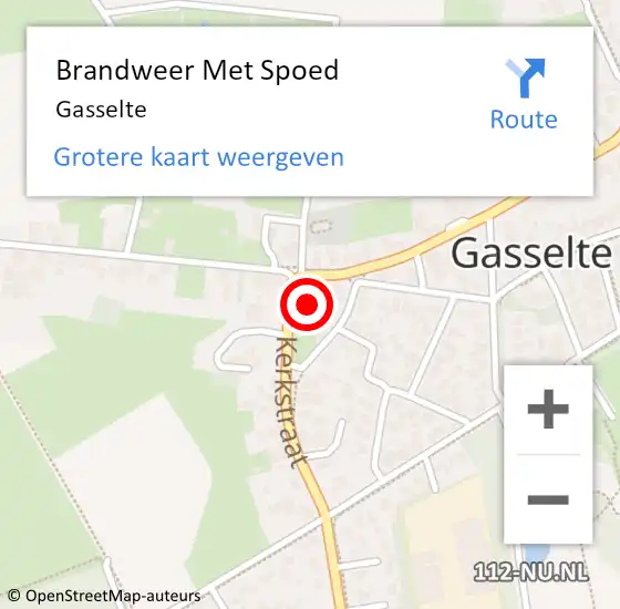 Locatie op kaart van de 112 melding: Brandweer Met Spoed Naar Gasselte op 1 juli 2022 14:18