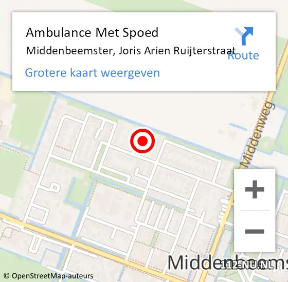 Locatie op kaart van de 112 melding: Ambulance Met Spoed Naar Middenbeemster, Joris Arien Ruijterstraat op 1 juli 2022 14:30