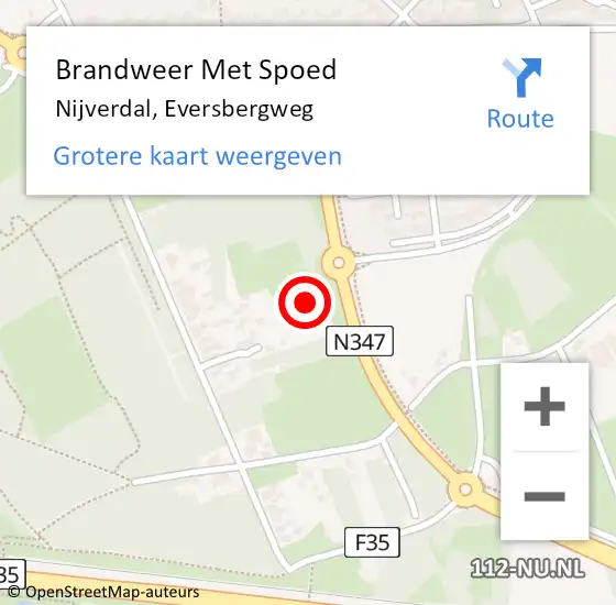 Locatie op kaart van de 112 melding: Brandweer Met Spoed Naar Nijverdal, Eversbergweg op 1 juli 2022 15:00