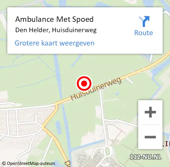 Locatie op kaart van de 112 melding: Ambulance Met Spoed Naar Den Helder, Huisduinerweg op 1 juli 2022 15:04