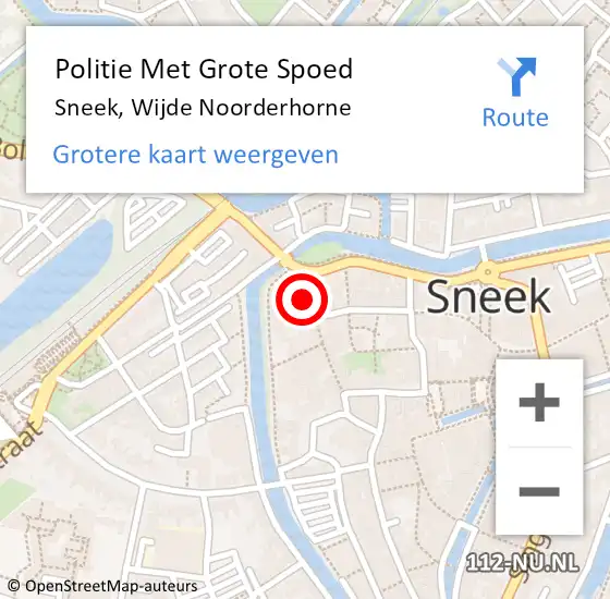 Locatie op kaart van de 112 melding: Politie Met Grote Spoed Naar Sneek, Wijde Noorderhorne op 1 juli 2022 15:11