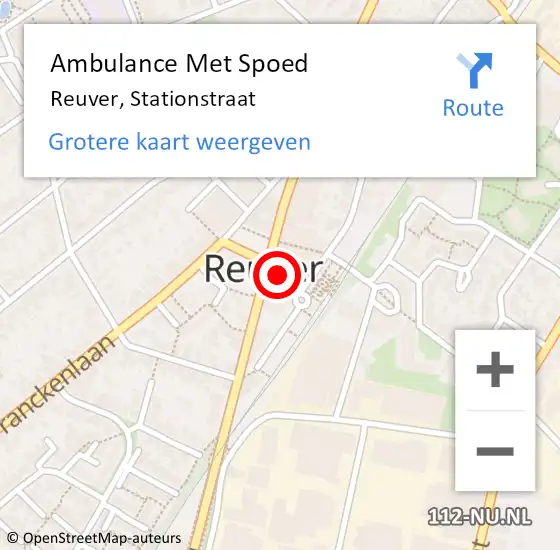 Locatie op kaart van de 112 melding: Ambulance Met Spoed Naar Reuver, Stationstraat op 21 juli 2014 22:20