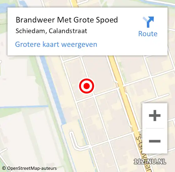 Locatie op kaart van de 112 melding: Brandweer Met Grote Spoed Naar Schiedam, Calandstraat op 1 juli 2022 15:48