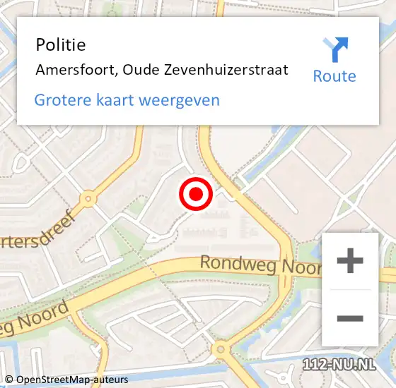 Locatie op kaart van de 112 melding: Politie Amersfoort, Oude Zevenhuizerstraat op 1 juli 2022 15:49