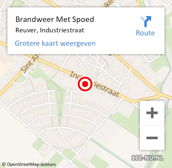 Locatie op kaart van de 112 melding: Brandweer Met Spoed Naar Reuver, Industriestraat op 1 juli 2022 15:59