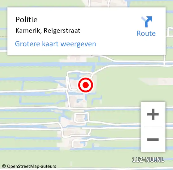 Locatie op kaart van de 112 melding: Politie Kamerik, Reigerstraat op 1 juli 2022 16:05