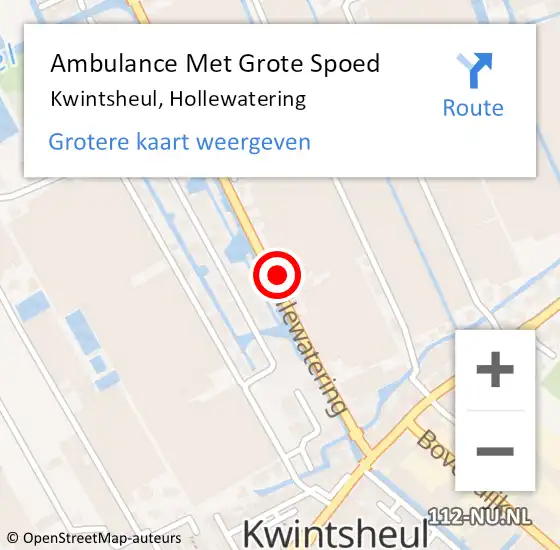 Locatie op kaart van de 112 melding: Ambulance Met Grote Spoed Naar Kwintsheul, Hollewatering op 1 juli 2022 16:12