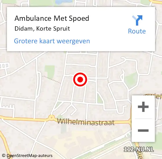 Locatie op kaart van de 112 melding: Ambulance Met Spoed Naar Didam, Korte Spruit op 1 juli 2022 16:15