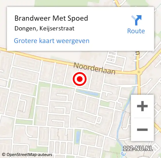 Locatie op kaart van de 112 melding: Brandweer Met Spoed Naar Dongen, Keijserstraat op 1 juli 2022 16:20