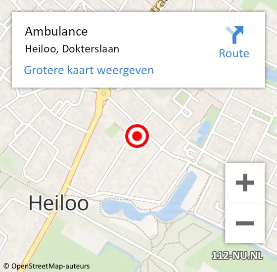 Locatie op kaart van de 112 melding: Ambulance Heiloo, Dokterslaan op 1 juli 2022 16:24