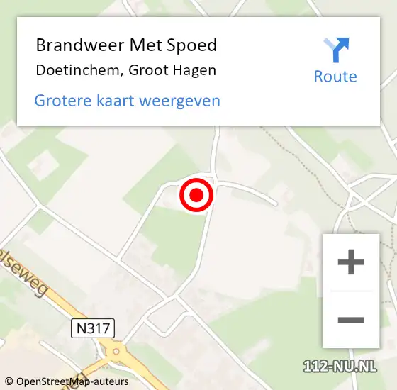 Locatie op kaart van de 112 melding: Brandweer Met Spoed Naar Doetinchem, Groot Hagen op 1 juli 2022 16:29