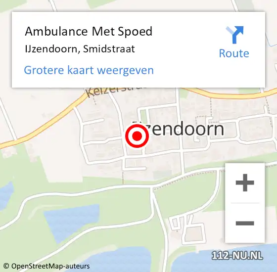 Locatie op kaart van de 112 melding: Ambulance Met Spoed Naar IJzendoorn, Smidstraat op 1 juli 2022 16:47