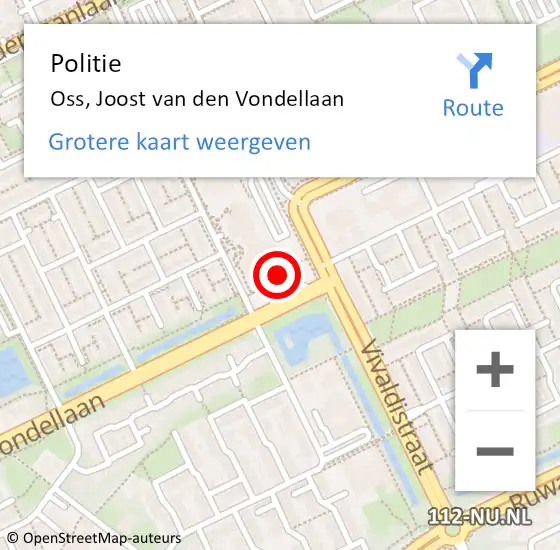 Locatie op kaart van de 112 melding: Politie Oss, Joost van den Vondellaan op 1 juli 2022 16:47