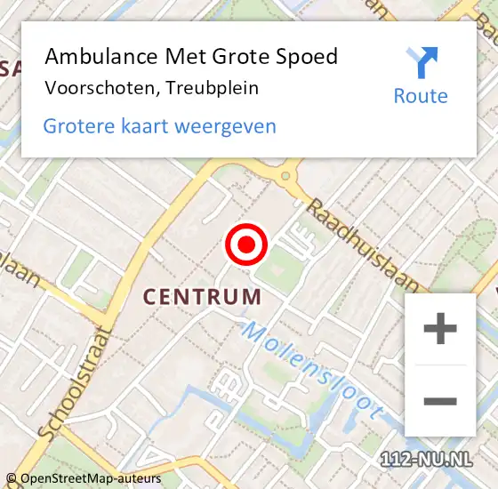 Locatie op kaart van de 112 melding: Ambulance Met Grote Spoed Naar Voorschoten, Treubplein op 1 juli 2022 16:50