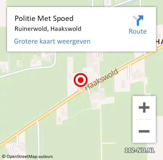 Locatie op kaart van de 112 melding: Politie Met Spoed Naar Ruinerwold, Haakswold op 1 juli 2022 17:21