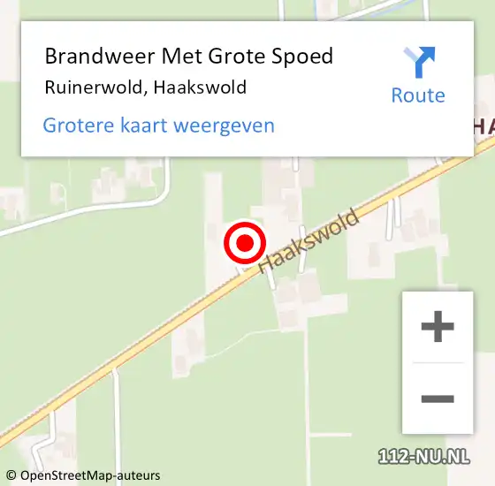 Locatie op kaart van de 112 melding: Brandweer Met Grote Spoed Naar Ruinerwold, Haakswold op 1 juli 2022 17:21