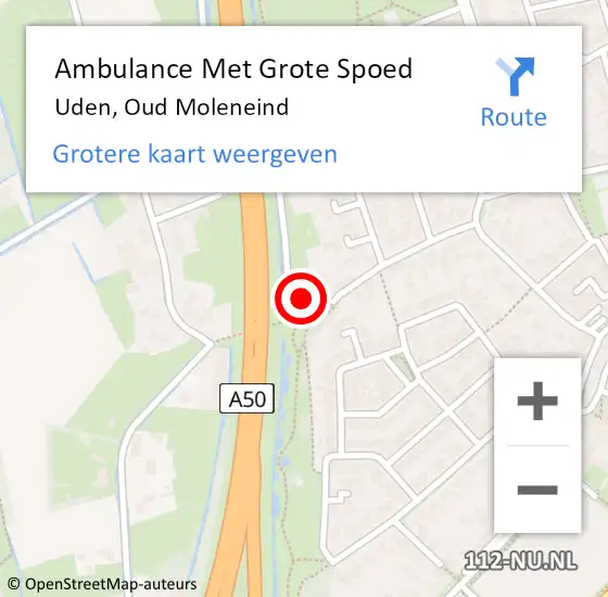 Locatie op kaart van de 112 melding: Ambulance Met Grote Spoed Naar Uden, Oud Moleneind op 21 juli 2014 22:49