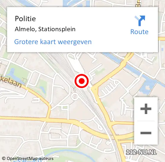 Locatie op kaart van de 112 melding: Politie Almelo, Stationsplein op 1 juli 2022 17:27