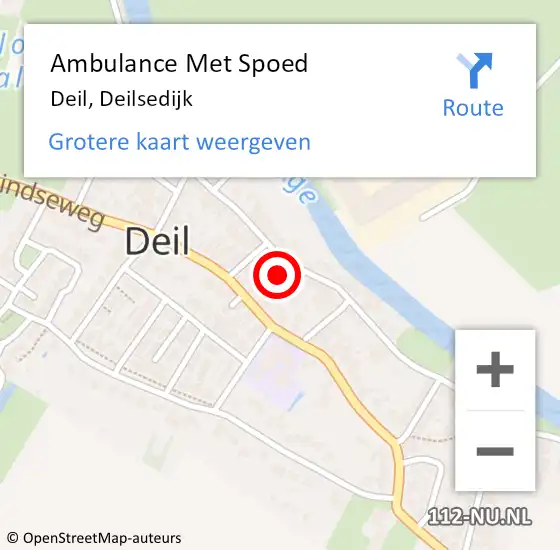 Locatie op kaart van de 112 melding: Ambulance Met Spoed Naar Deil, Deilsedijk op 1 juli 2022 17:28