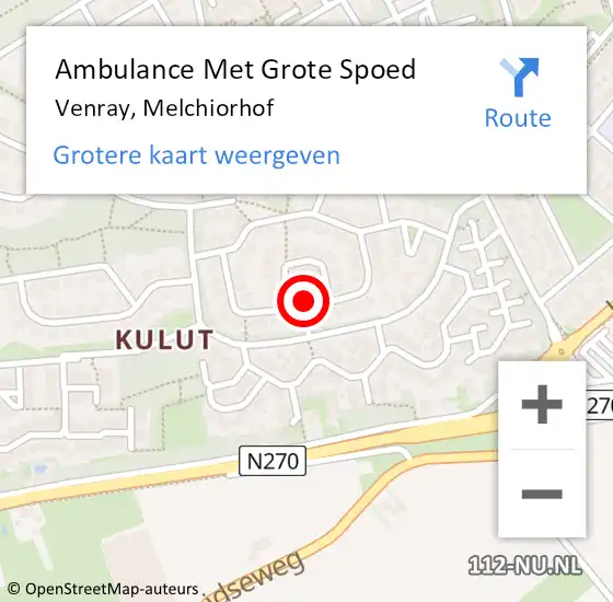 Locatie op kaart van de 112 melding: Ambulance Met Grote Spoed Naar Venray, Melchiorhof op 21 juli 2014 22:50