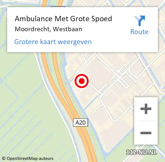 Locatie op kaart van de 112 melding: Ambulance Met Grote Spoed Naar Moordrecht, Westbaan op 1 juli 2022 17:42