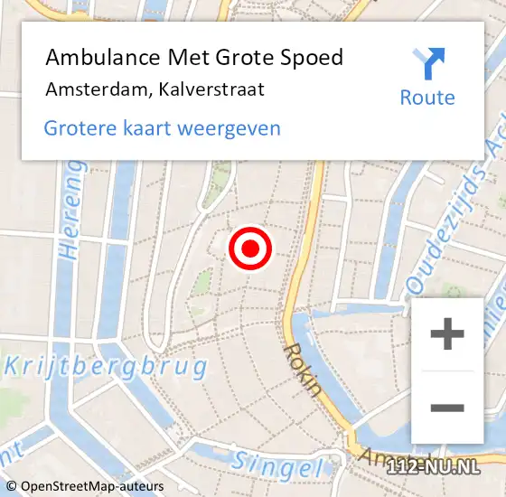 Locatie op kaart van de 112 melding: Ambulance Met Grote Spoed Naar Amsterdam, Kalverstraat op 1 juli 2022 17:44