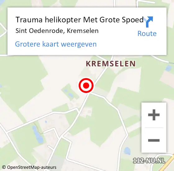 Locatie op kaart van de 112 melding: Trauma helikopter Met Grote Spoed Naar Sint Oedenrode, Kremselen op 1 juli 2022 18:02