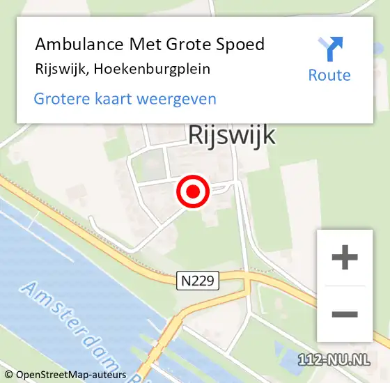 Locatie op kaart van de 112 melding: Ambulance Met Grote Spoed Naar Rijswijk, Hoekenburgplein op 1 juli 2022 18:20