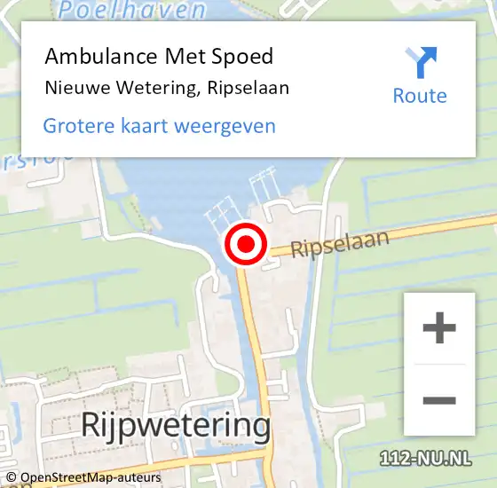 Locatie op kaart van de 112 melding: Ambulance Met Spoed Naar Nieuwe Wetering, Ripselaan op 1 juli 2022 18:23