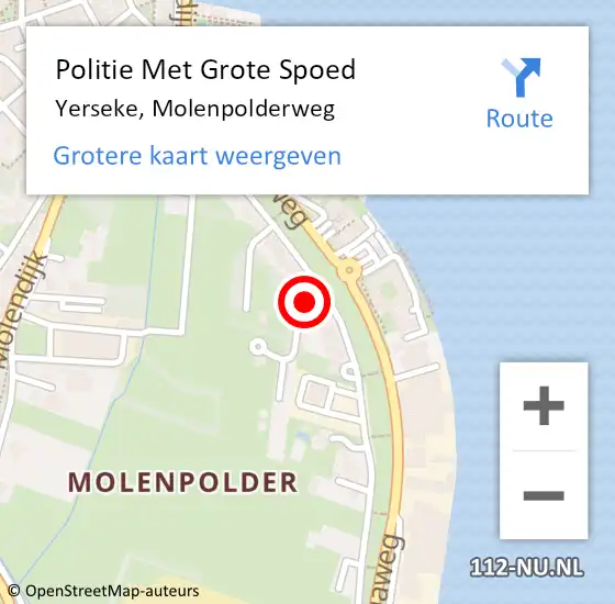 Locatie op kaart van de 112 melding: Politie Met Grote Spoed Naar Yerseke, Molenpolderweg op 1 juli 2022 18:37
