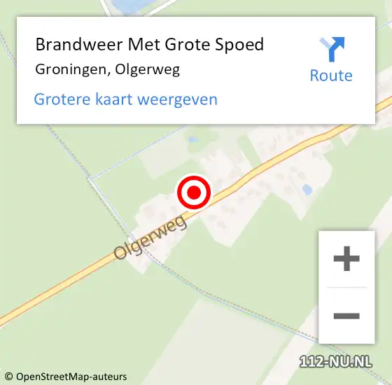 Locatie op kaart van de 112 melding: Brandweer Met Grote Spoed Naar Groningen, Olgerweg op 1 juli 2022 18:41