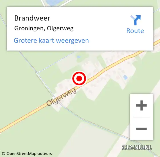 Locatie op kaart van de 112 melding: Brandweer Groningen, Olgerweg op 1 juli 2022 18:42