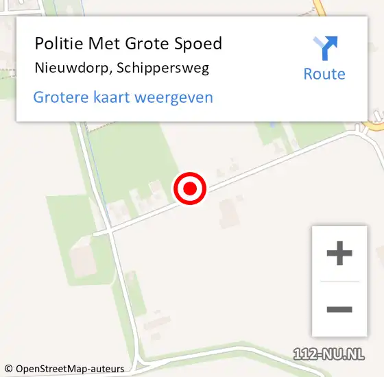 Locatie op kaart van de 112 melding: Politie Met Grote Spoed Naar Nieuwdorp, Schippersweg op 1 juli 2022 18:45