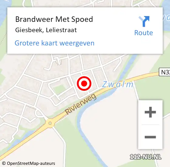 Locatie op kaart van de 112 melding: Brandweer Met Spoed Naar Giesbeek, Leliestraat op 1 juli 2022 19:16