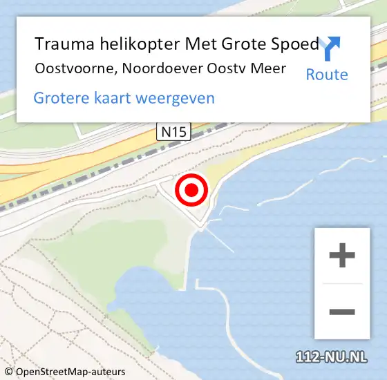 Locatie op kaart van de 112 melding: Trauma helikopter Met Grote Spoed Naar Oostvoorne, Noordoever Oostv Meer op 1 juli 2022 19:32
