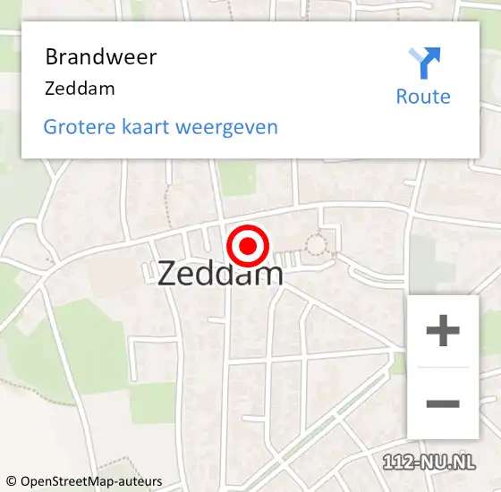 Locatie op kaart van de 112 melding: Brandweer Zeddam op 1 juli 2022 20:11